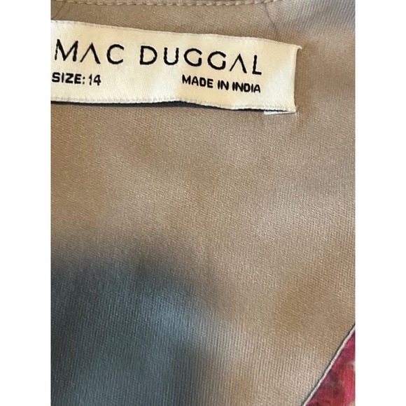 Mac Duggal Floral Beaded Sequin Chiffon Midi Dress Mauve Multi Womens Size 14 - Picture 4 of 12